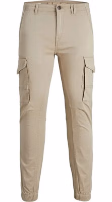 Beige Cotton Cargo Pants