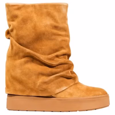 Beige Suede Leather Ankle Boots