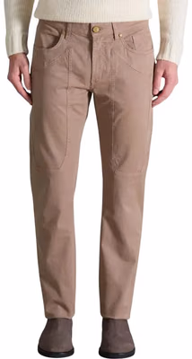 Beige Cotton Skinny Pants