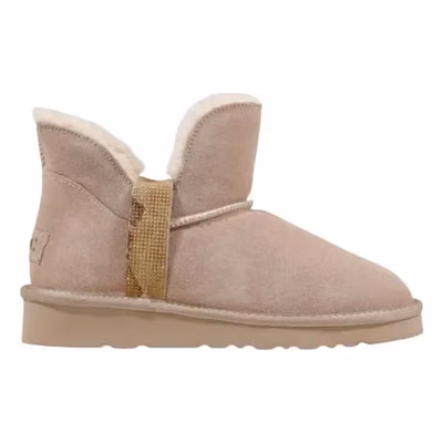Beige Leather Ankle Boots