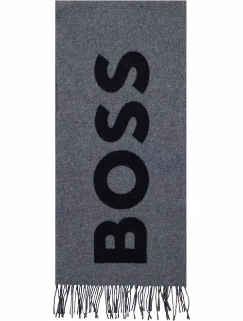 Hugo Boss Gray Wool Scarf