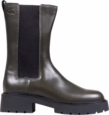 Gray Leather Ankle Boots