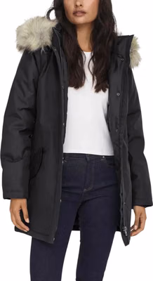 Black Polyester Parka