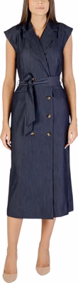 Blue Polyester Long Dress
