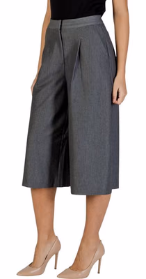 Gray Polyester Cropped Pants