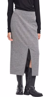 Black And White Polyester Long Skirt