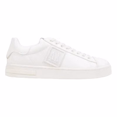White Polyester Low Top Sneakers
