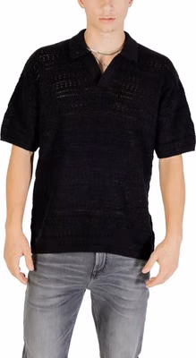 Black Cotton Polo Shirt