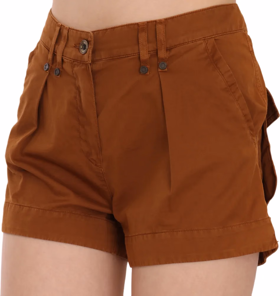PLEIN SUD Brown Mid Waist Cotton Denim Mini Shorts