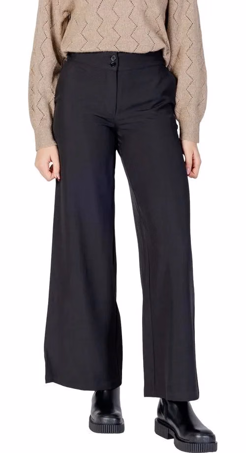 Jacqueline De Yong Black Polyester Flared Pants