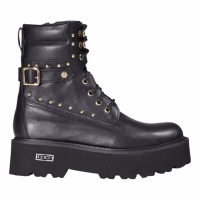 Black Leather Lace-Up Boots