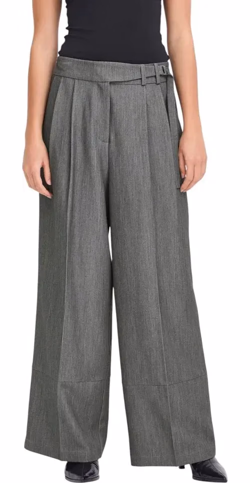 ICHI Gray Polyester Casual Pants