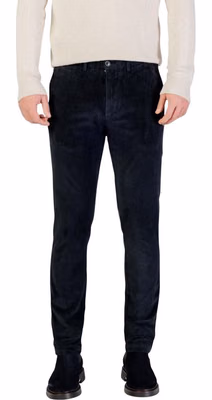 Blue Cotton Casual Pants