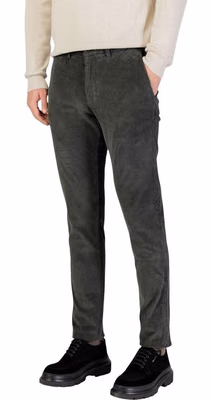 Green Cotton Casual Pants
