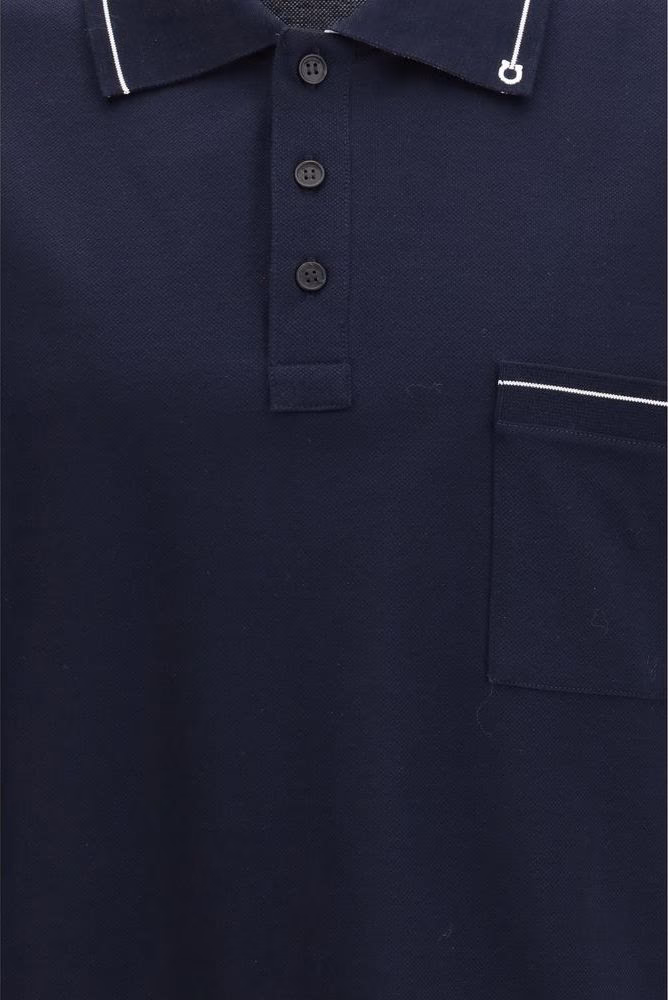 Ferragamo Blue Cotton Polo Shirt