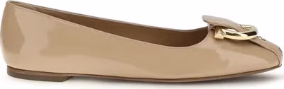Beige Calf Leather Bos Taurus Ballet Flats