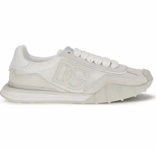Dolce & Gabbana White Calf Leather Bos Taurus Athletic Sneakers