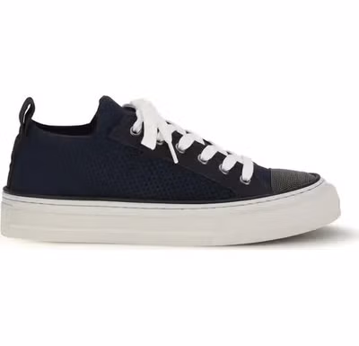 Blue Cotton Low Top Sneakers