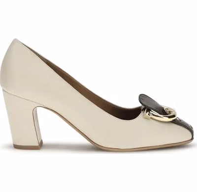 Beige Calf Leather Bos Taurus High Heel Pumps