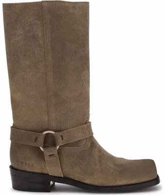 Beige Calf Leather Bos Taurus Lace-Up Boots