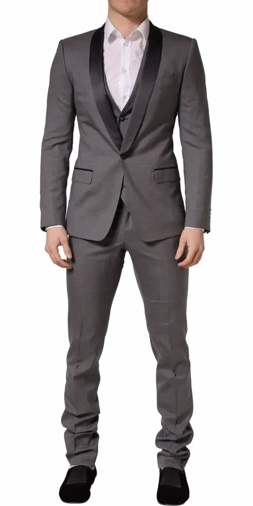 Dolce & Gabbana Gray Wool Single Breasted 1 Button 3PC Suit