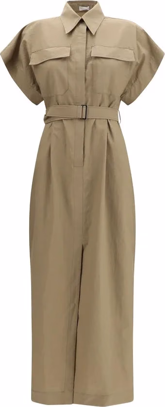 Brunello Cucinelli Beige Cotton Casual Dress
