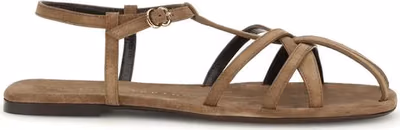 Brown Calf Leather Bos Taurus Flat Sandals