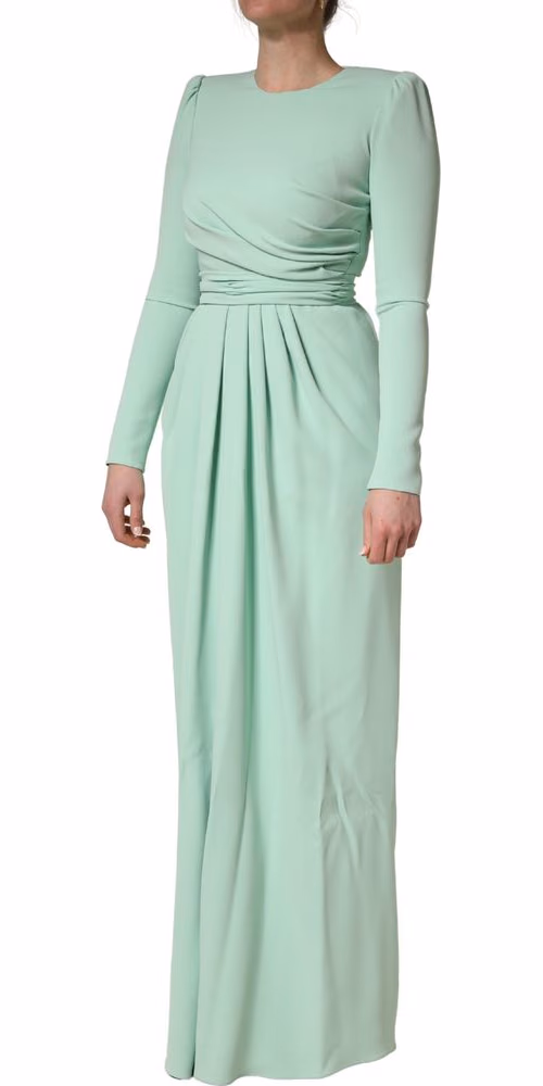 Dolce & Gabbana Green Viscose Long Sleeves Long Gown Dress