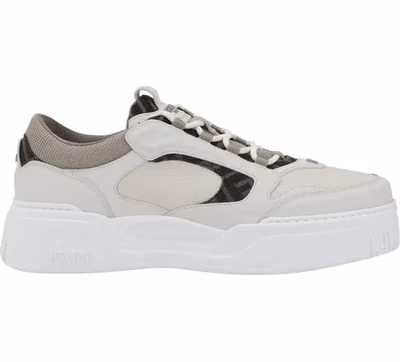 White Calf Leather Bos Taurus Low Top Sneakers