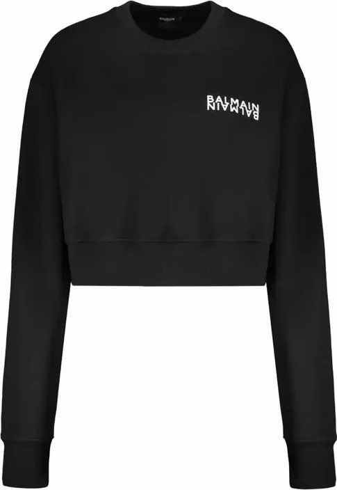 Balmain Black Cotton Sweatshirt