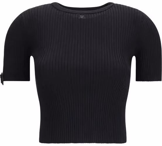 Courrèges Black Viscose T-Shirt