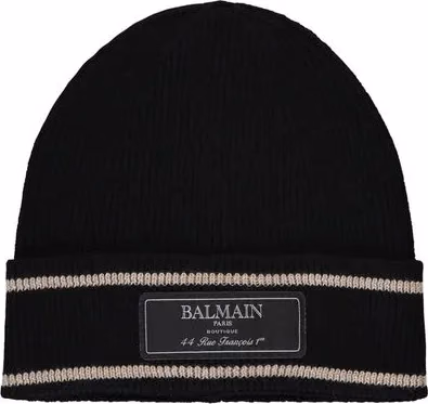 Balmain Black Merino Wool Beanie