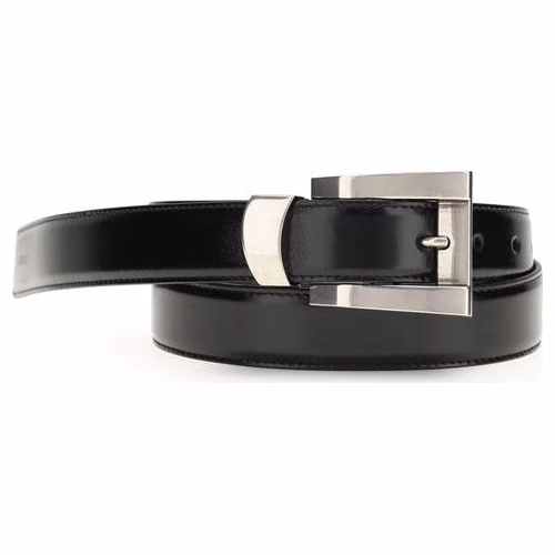 Versace Black Calf Leather Bos Taurus Regular Belt
