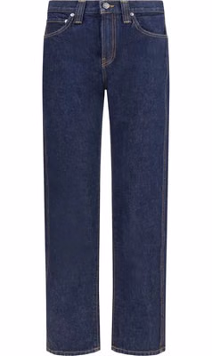 Blue Cotton Straight-Leg Jeans