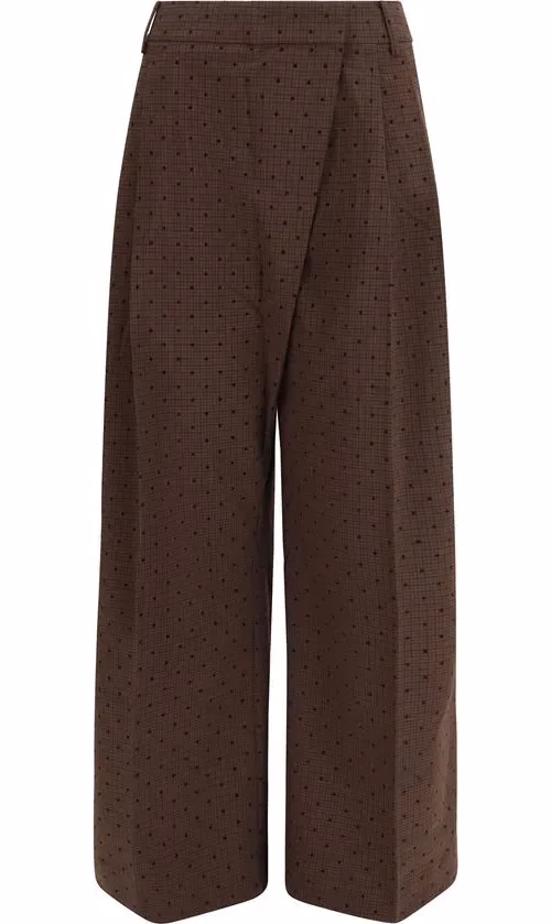 Ganni Brown Elastane Casual Pants