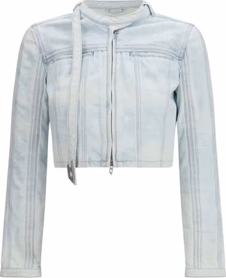 Blue Cotton Biker Jacket
