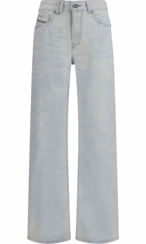 Diesel Blue Cotton Straight-Leg Jeans