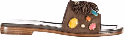 Marrone Leather Women Slipper