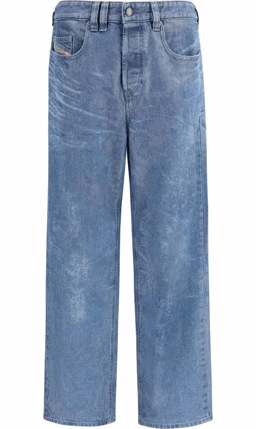 Diesel Blue Cotton Straight-Leg Jeans