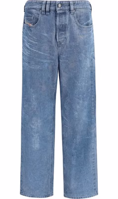 Blue Cotton Straight-Leg Jeans