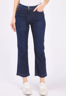 Blue Cotton Flared Jeans