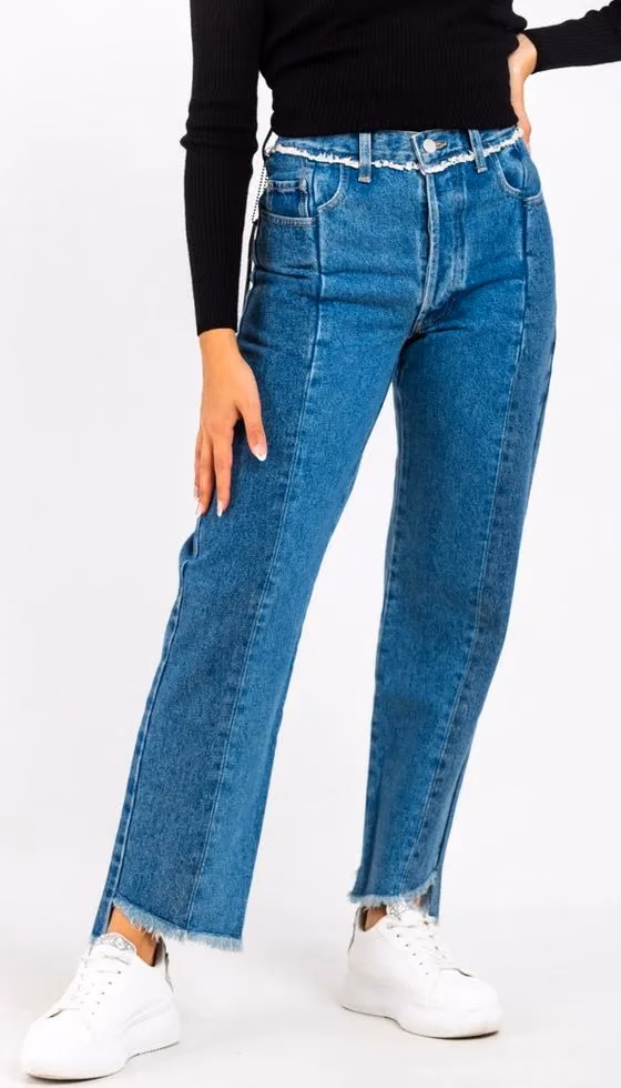Gas Blue Cotton Straight-Leg Jeans