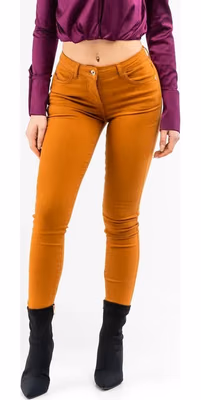 Brown Cotton Skinny Jeans