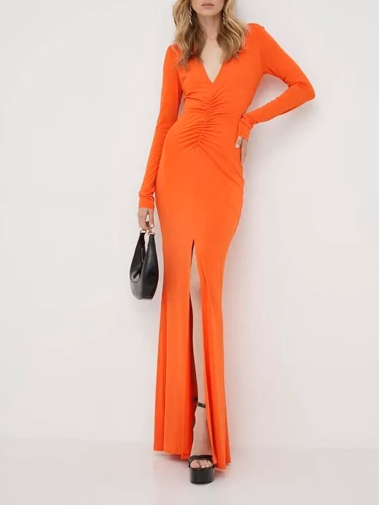 Patrizia Pepe Orange Acetate Casual Dress