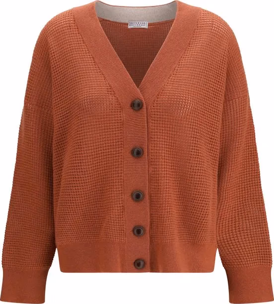 Brunello Cucinelli Orange Cashmere Cardigan