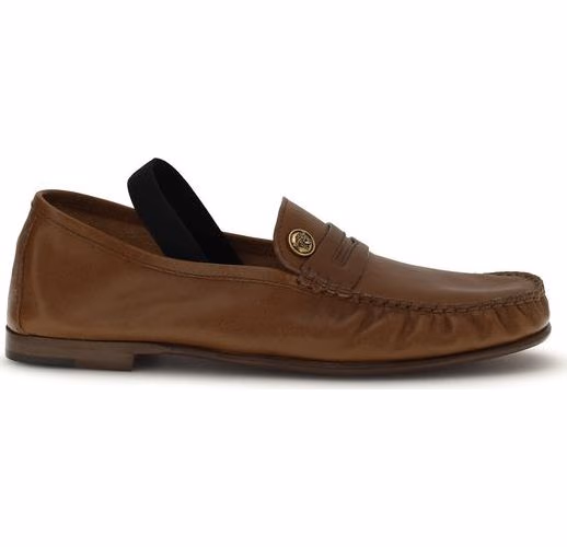 Versace Brown Lamb Ovis Aries Aries Slip-On Loafers