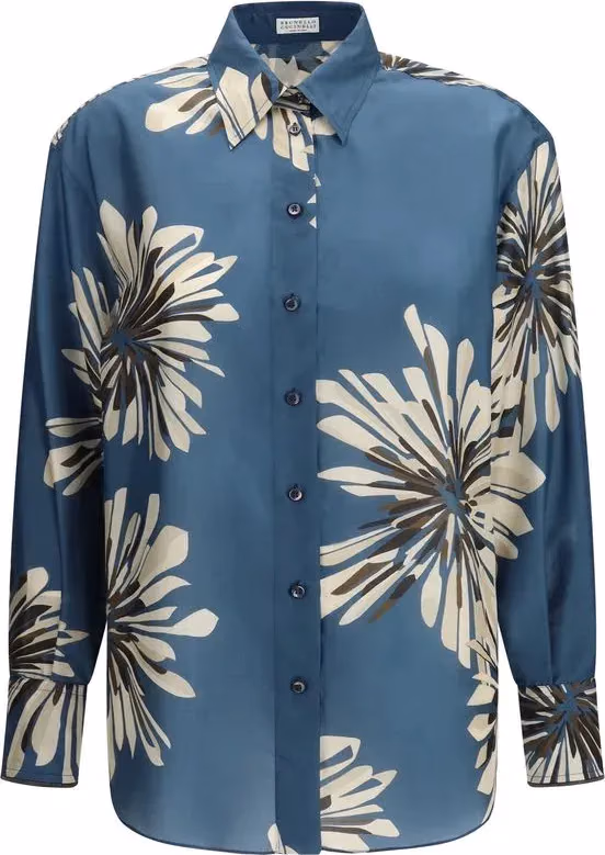 Brunello Cucinelli Multicolor Silk Pattern Shirt