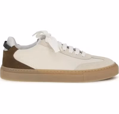 Beige Calf Leather Bos Taurus Low Top Sneakers