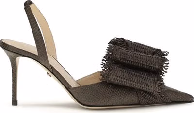 Brown Raffia Platform Pumps