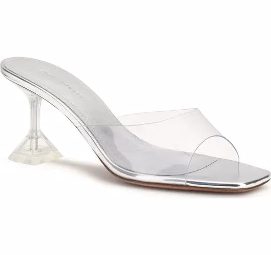 Amina Muaddi Silver Pvc Platform Sandals